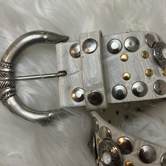 Nannini Cream and Silver Studded Belt - Picture 7 of 7